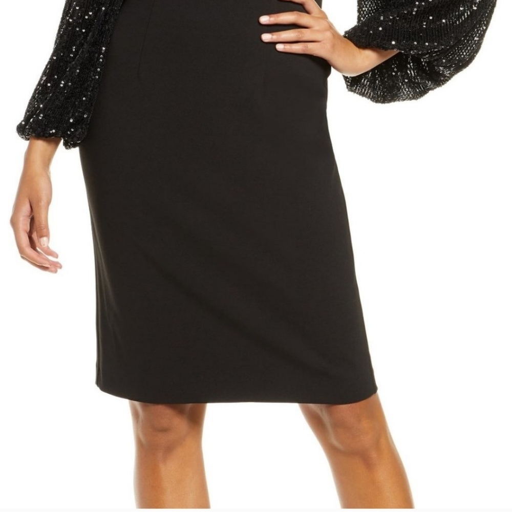Eliza J Black Sequin Blousen Sleeve Cocktail Dress US size 2 - Picture 6 of 13